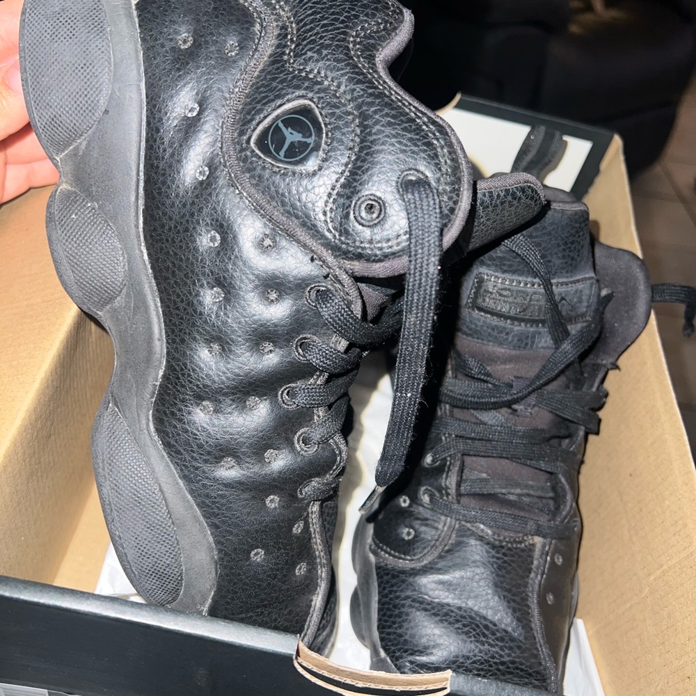 Kids Jordan Black Leather High-Tops Great for Basketball